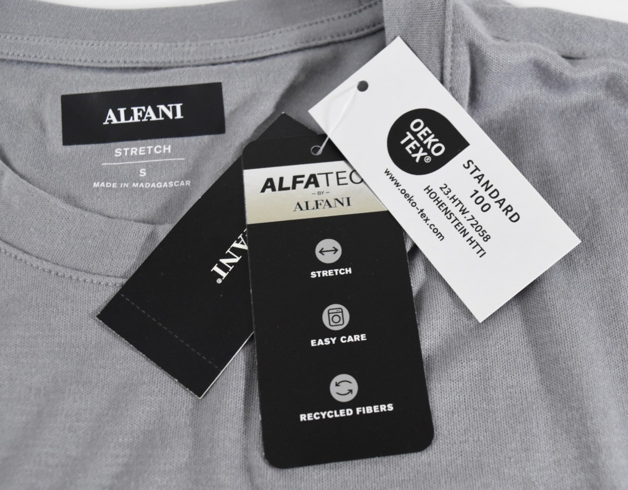 Alfani Men’s T-Shirt New S M L XL XXL 3XL Gray Standard Stretch Basic Knit Solid