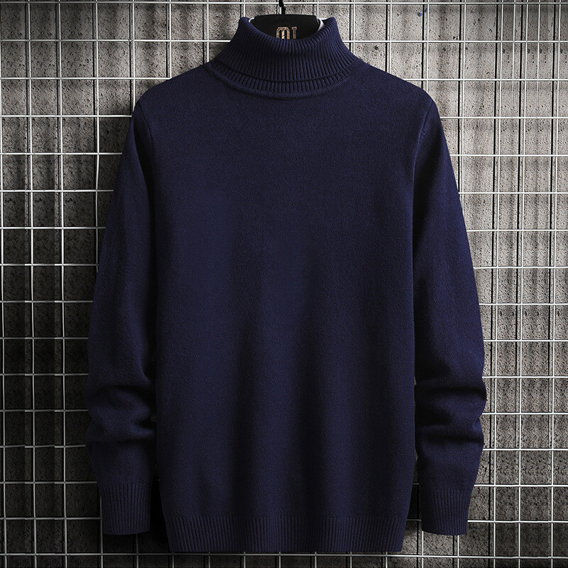 Men’s High Collar Knitted Turtleneck Solid Color Warm Sweater Warm Pullover New