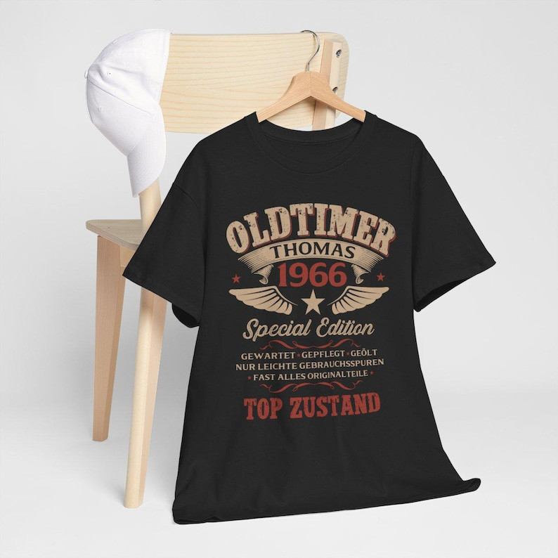 60th Birthday Gift for Men – Personalized Vintage Car T-Shirt – Year of Manufact