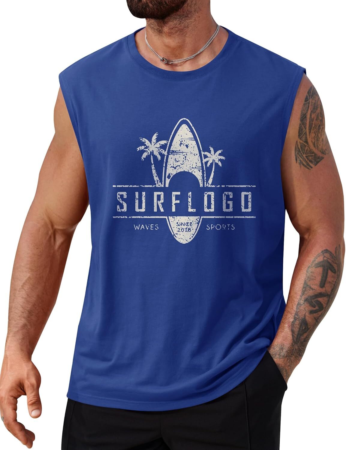 Mens Muscle Tank Top Summer Beach Vacation Shirt Palm Tree Graphic Quick Dry