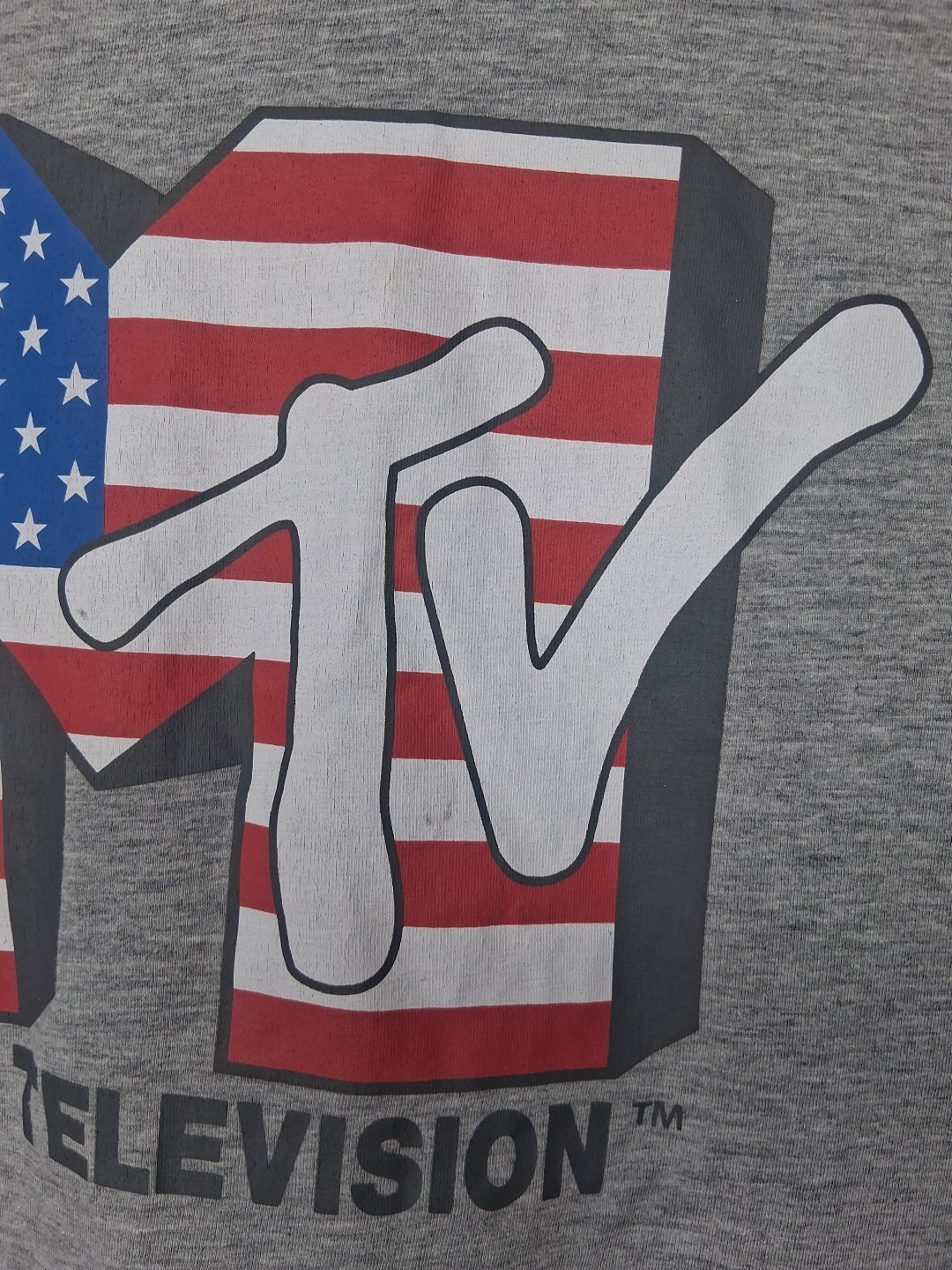 MTV Music Television T-Shirt USA American Flag Print Tee Large (42/44)