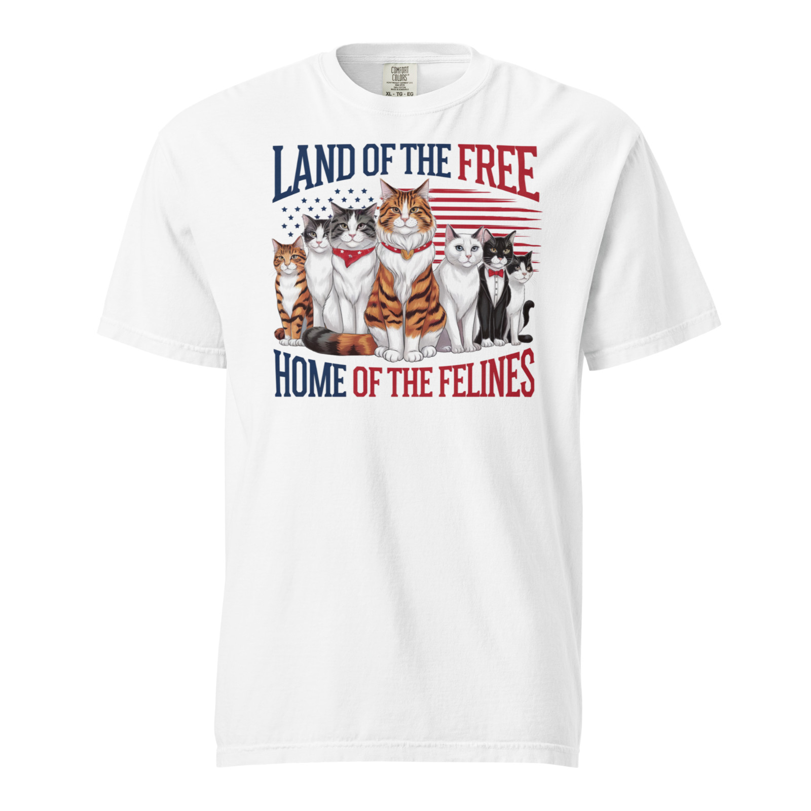 Land of the Free Home of the Felines Comfort Colors Cat Lover T-Shirt