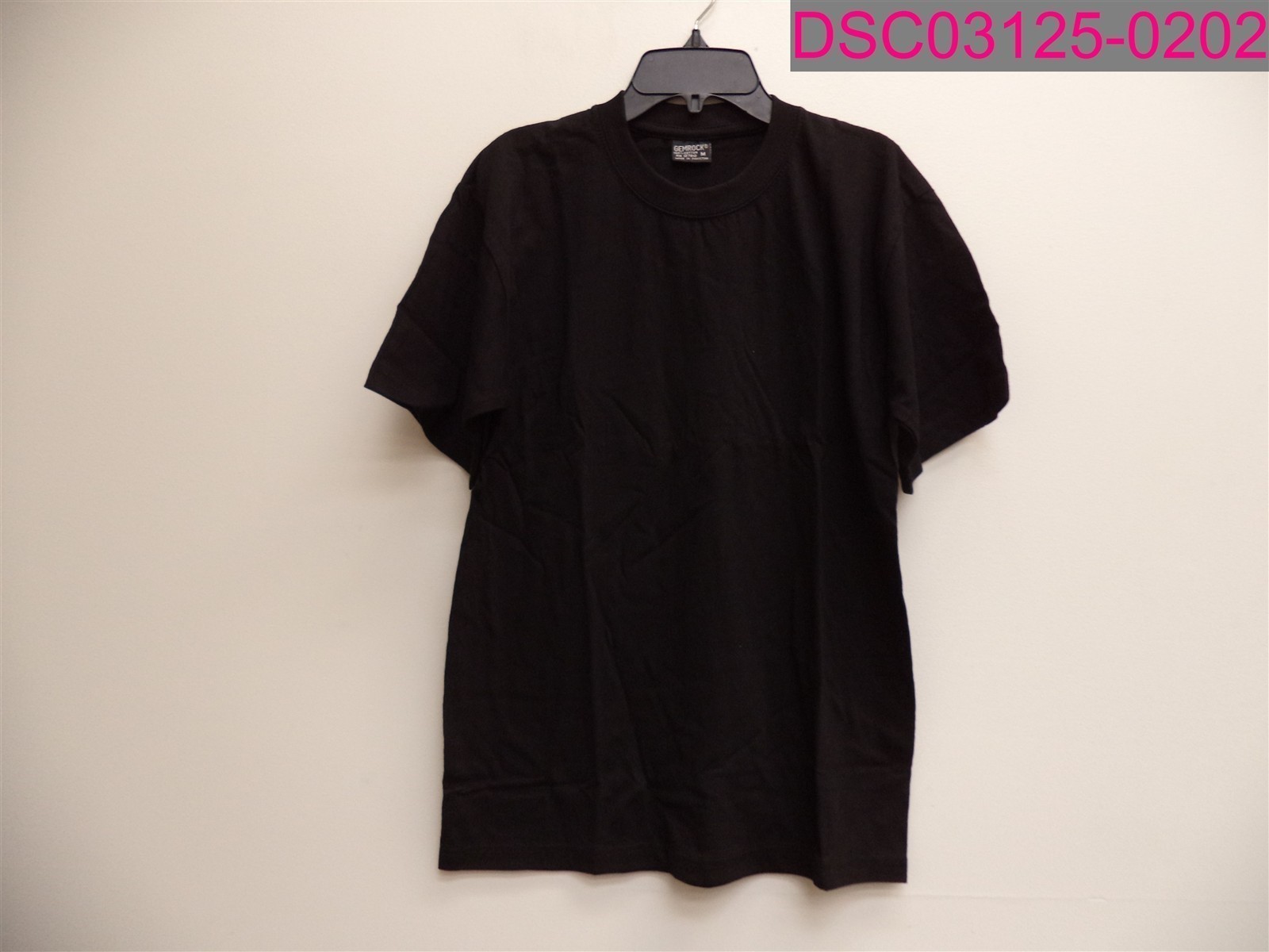 GEMROCK Men 100% Cotton Crew Neck T Shirt Solid Black Short Sleeve Tee Medium