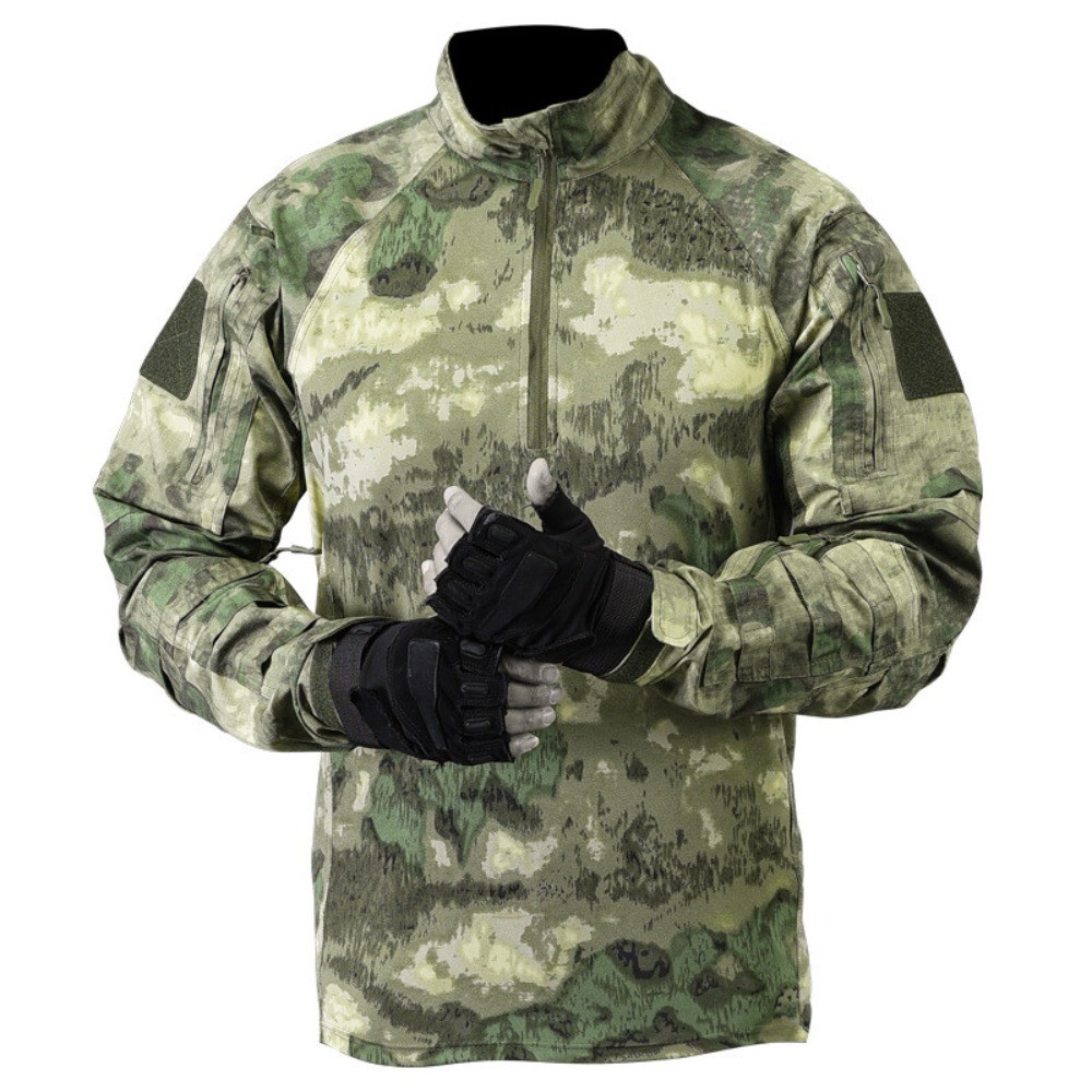 Men Tactical Combat T-Shirt Camouflage Military Shirt Long Sleeves Army Outdoor