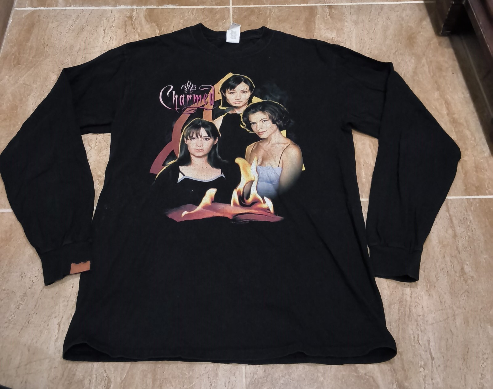Men’s Charmed Shirt TV CBS Promo 2017 Flames Black Long Sleeve Sz M