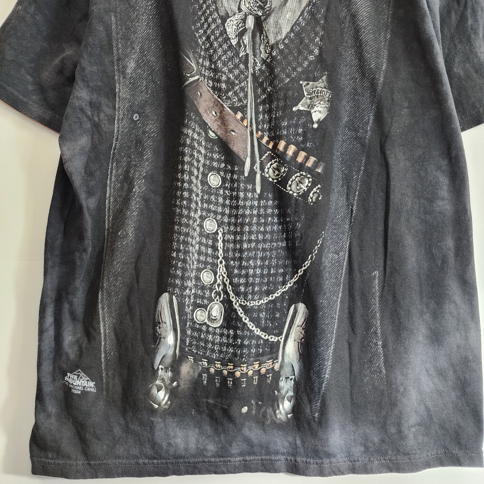 THE MOUNTAIN Shirt Adult XL Black Tie-Dye WESTERN COWBOY SHERIFF Outlaw Graphic