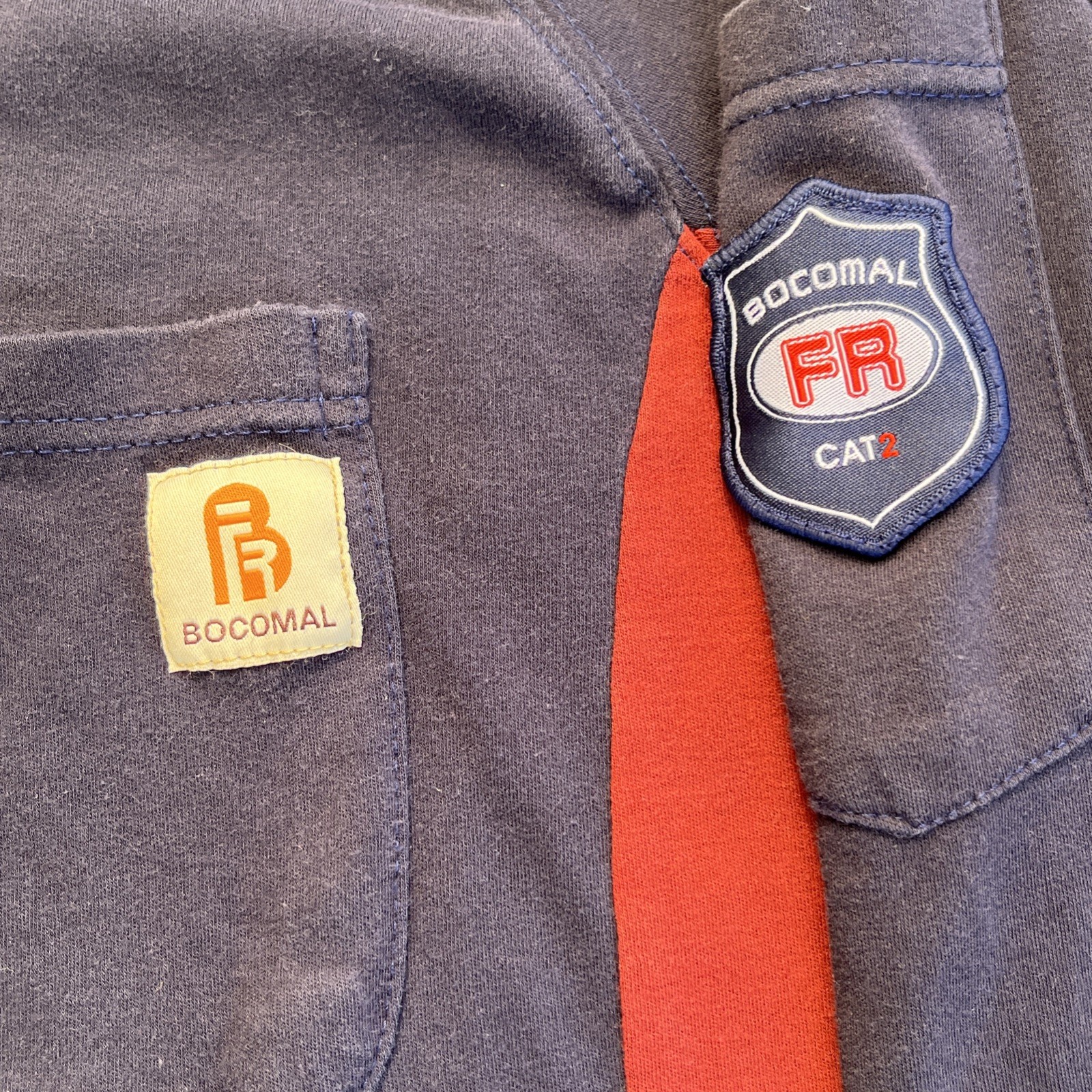 BOCOMAL FR CAT2 Flame Resistant Shirt Mens 2XL Blue Long Sleeve Workwear Tee