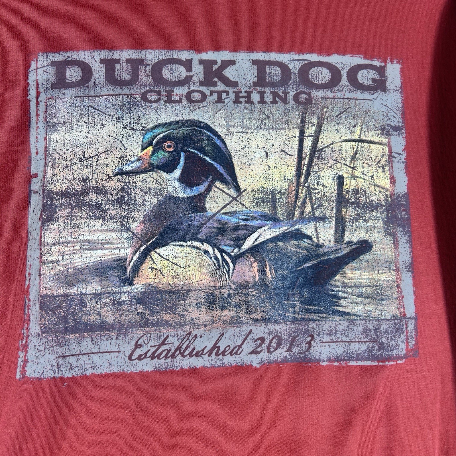 Duck Dog Clothing T-Shirt Mens Size XL Hunting Duck Long Sleeve Burnt Orange