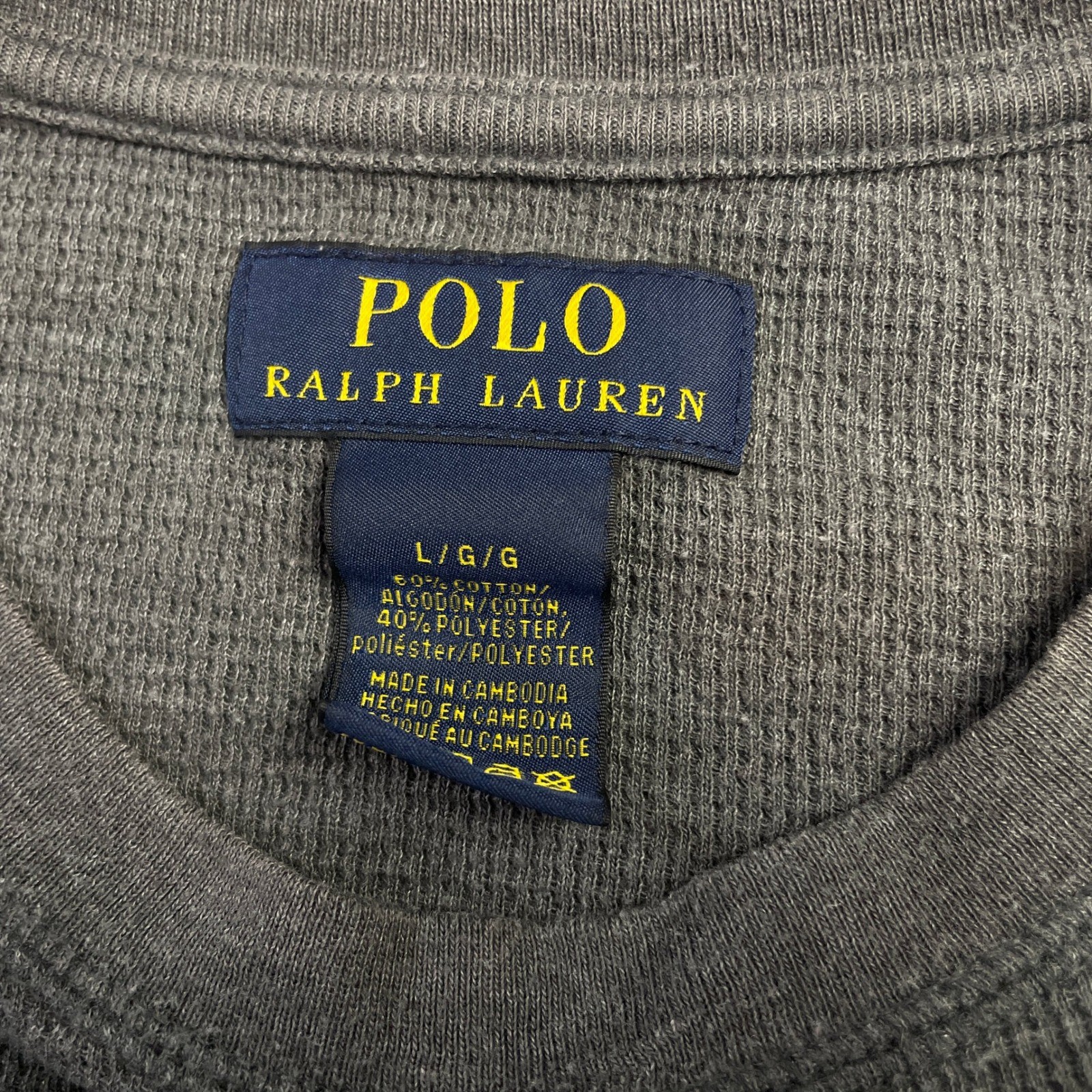 Polo Ralph Lauren Mens Shirt L/G Beige Cotton Long Sleeve Classic Fit Prep
