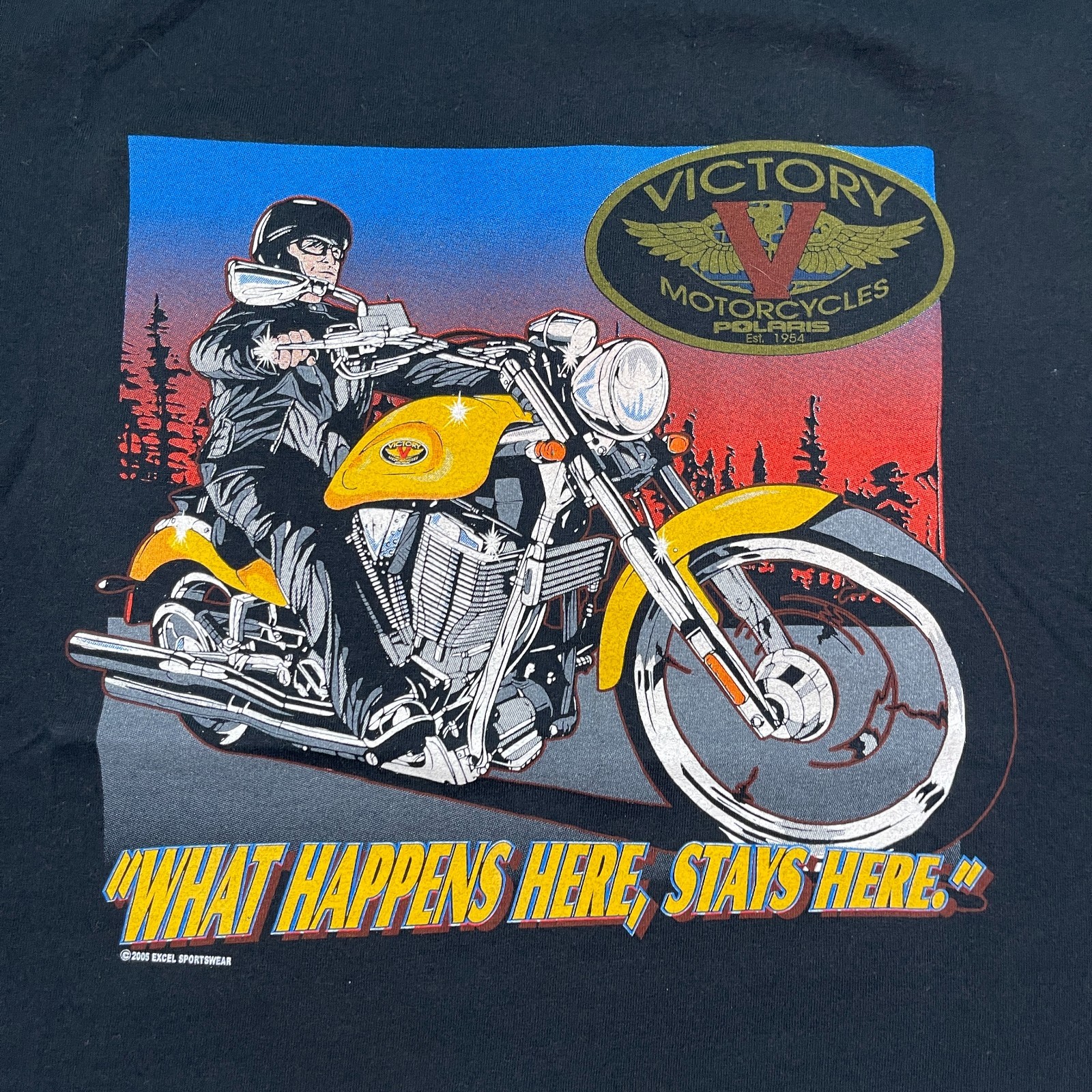 Vintage 2005 Victory Motorcycle Biker Shirt L 21×27 Cleveland Ohio