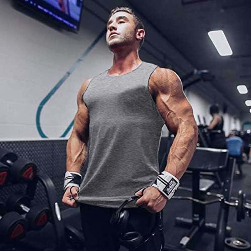 Men’s Tank Tops Vest Sleeveless Gym Workout Bodybuilding Fitness Muscle T-Shirts