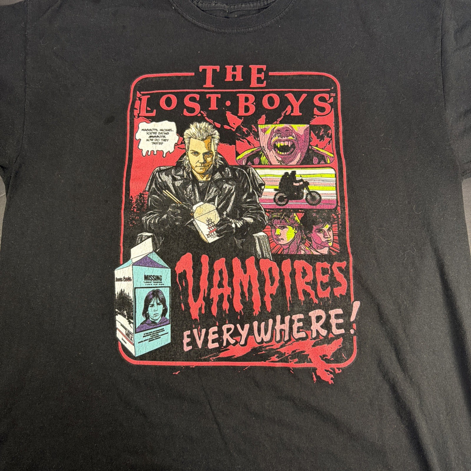 The Lost Boys Comic Book Art Goth Men’s Black T-Shirt Crew Neck Size XL