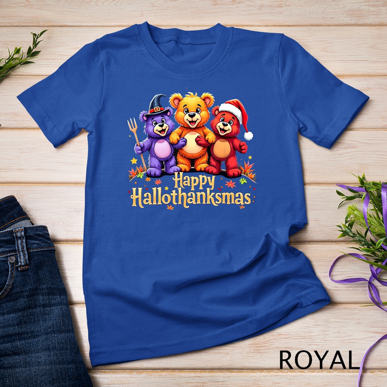 Hallothanksmas Bears Tee Halloween Thanksgiving Christmas T-Shirt Unisex T-shirt
