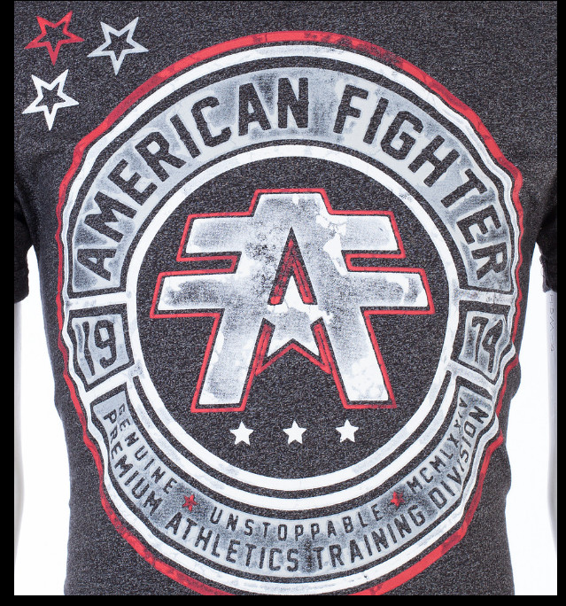 AMERICAN FIGHTER Heather Black CUMBERLAND Athletic Graphic T-shirt NWT