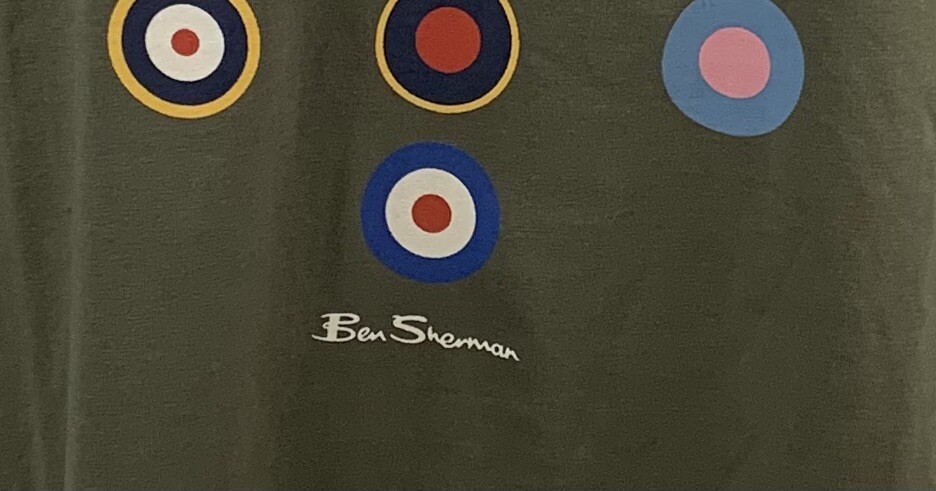 Ben Sherman British MOD Style Olive Cotton / Spandex Graphic T-Shirt Medium