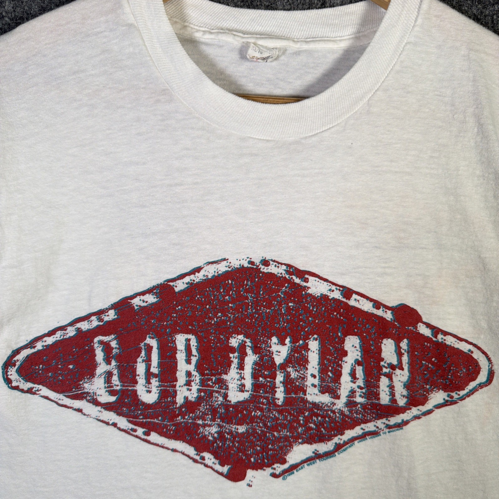 Vintage Bob Dylan Shirt Mens Large White 80s 1989 Band Tee Lyrics Rare Rock USA