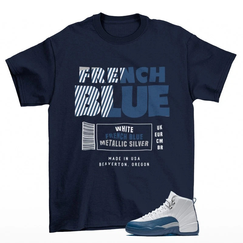 Retro Label Shirt Navy to Match Retro Sneaker French Navy Blue Style ON TREND