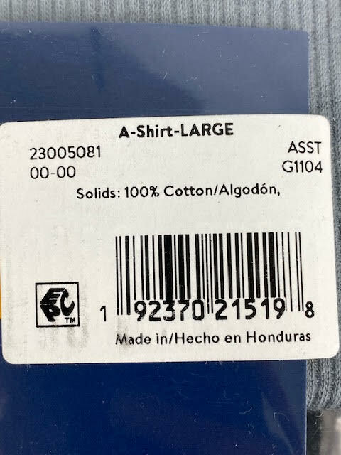 NEW! George Men’s Assorted A-Shirts, 6-Pack, Large, Black/Grey