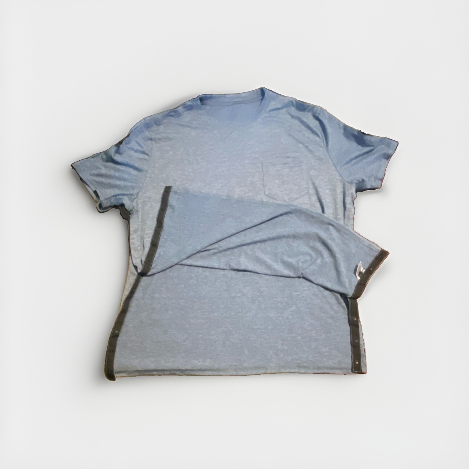 Poriff Men’s L Blue Solid Crew Neck Pocket T-Shirt Polyester Spandex