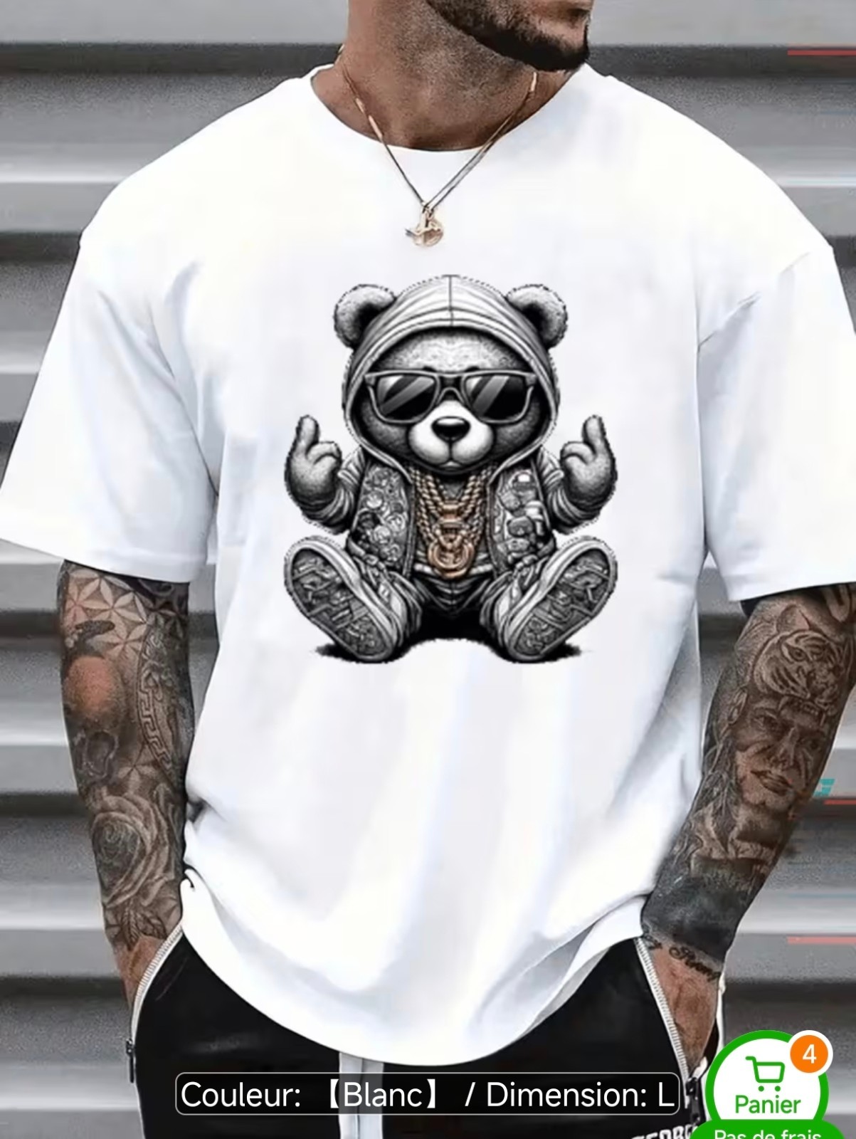 Men’s 100% Cotton Graphic T-Shirt – Bear Streetwear Design, Casual Fit