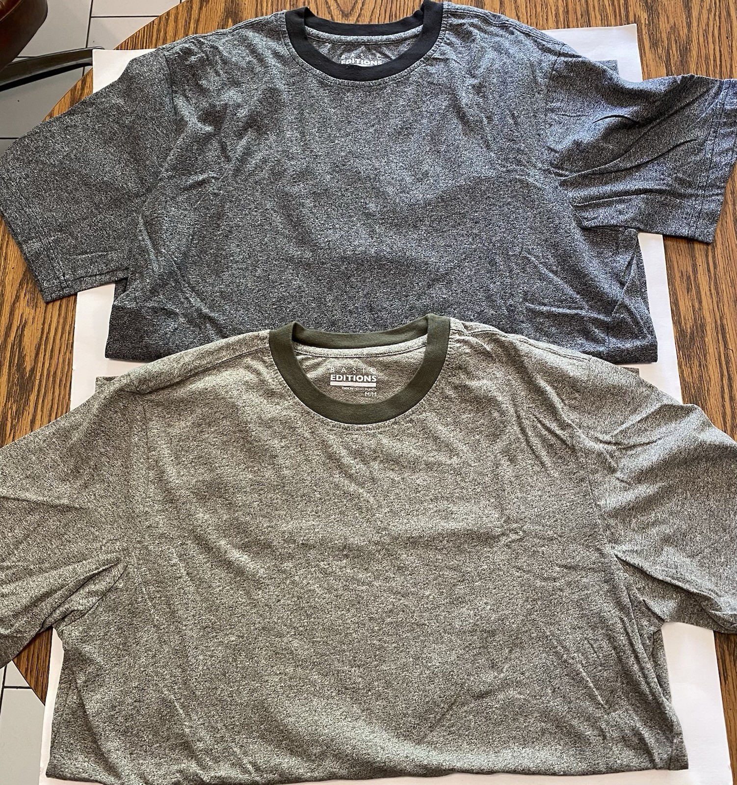 Basic Editions Men’s Ringer T-Shirts; Set Of 1-Green & 1-Charcoal Gray (Size M)