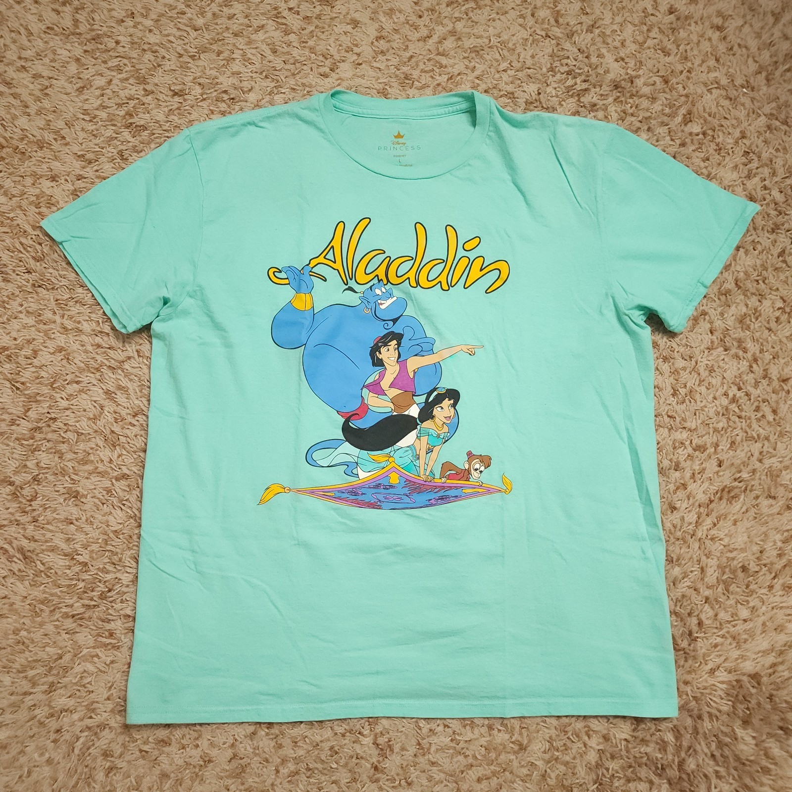 Disney Princess Aladdin Mens L Short Sleeve Crewneck Shirt