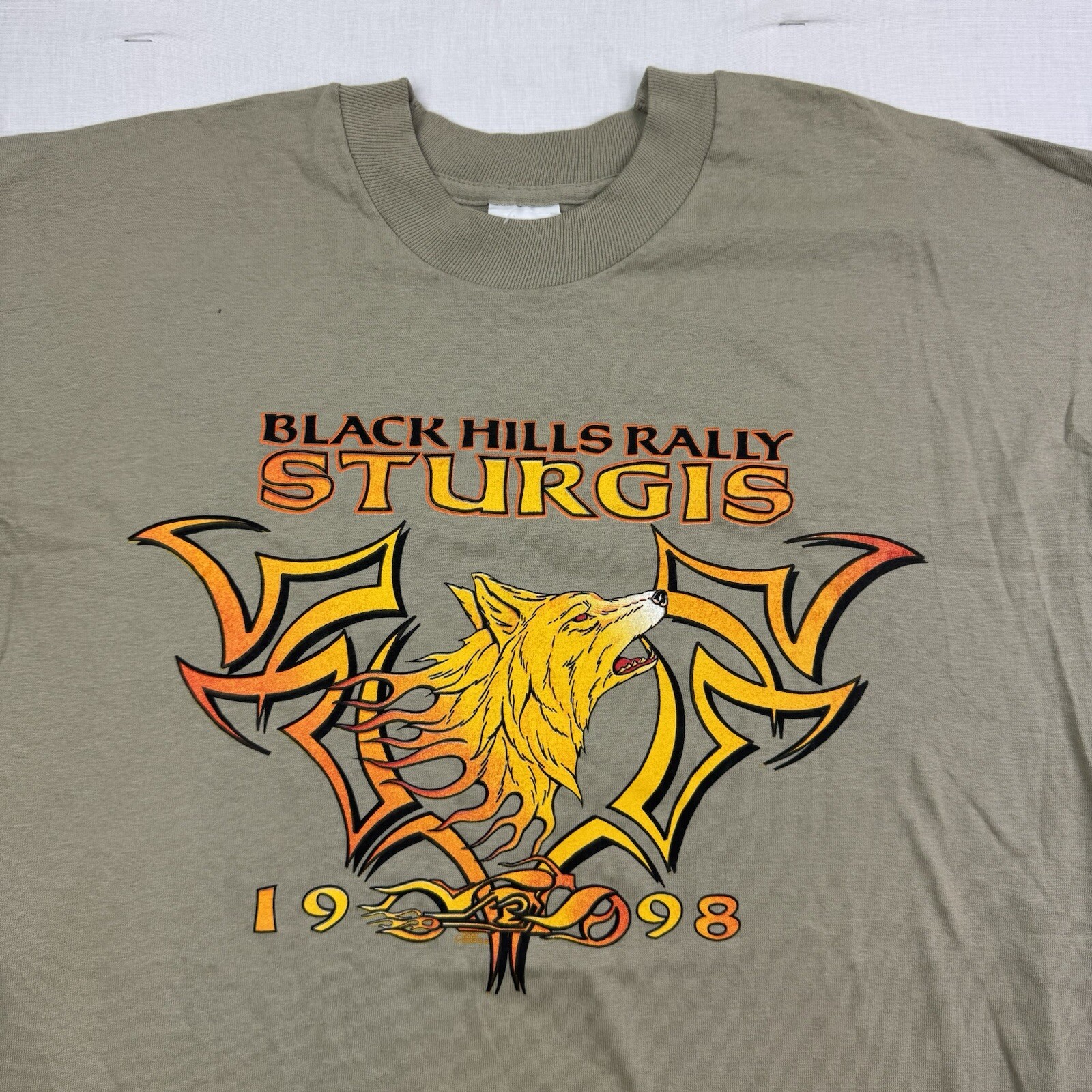 Vintage Sturgis T Shirt Adult XL Tan Black Hills Biker Rally 1998 Motorcycle 90s