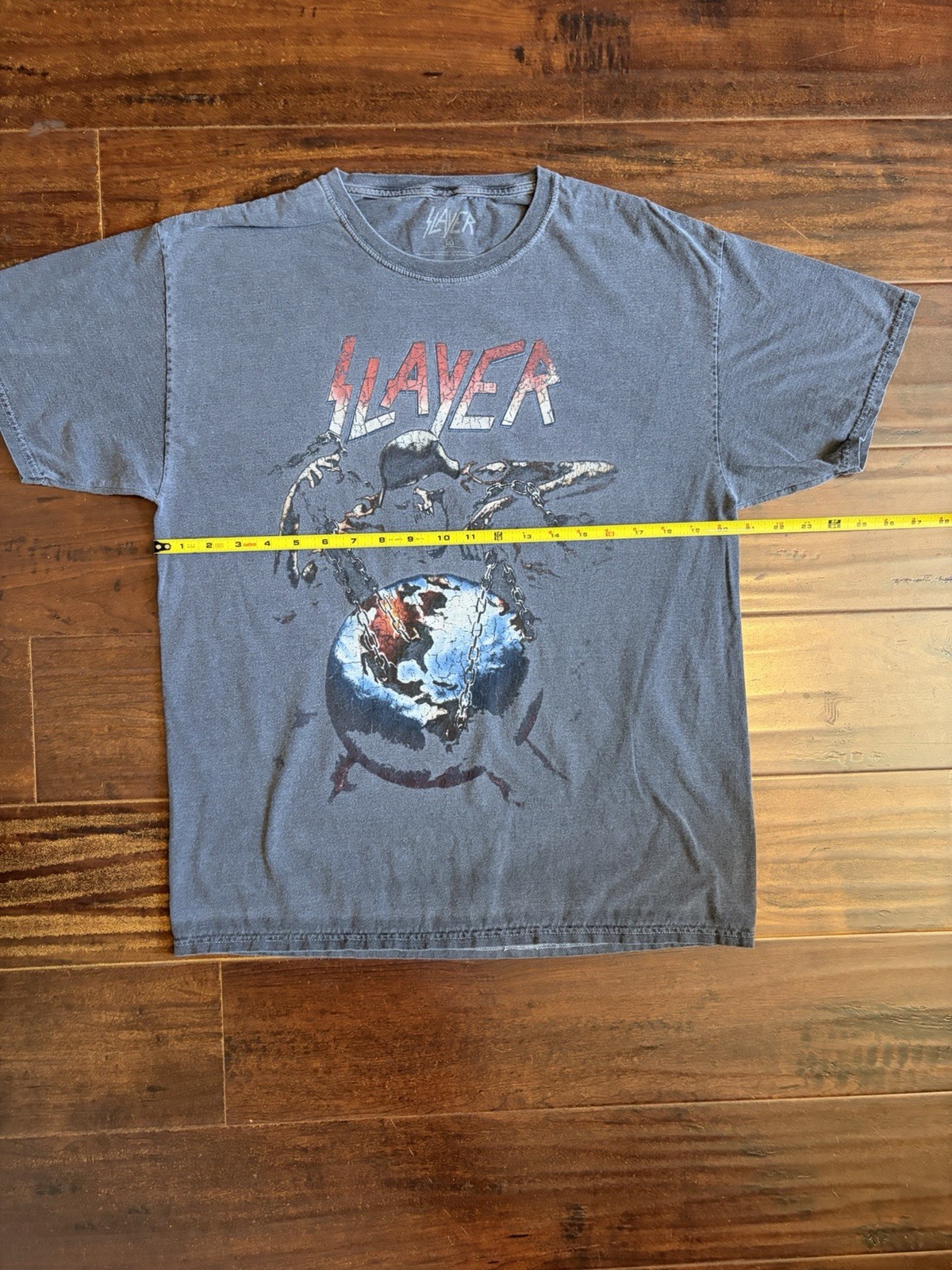 Faded Slayer Band Tee sz L measurements pictured