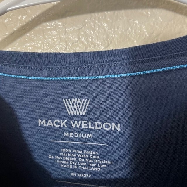 Mack Weldon Shirt Mens Medium Long Sleeve Athletic Stretch Pima Cotton Tee Blue