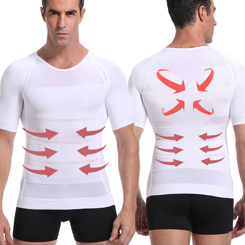 Men’s Classic Slimming Body Shaper Vest Abs Abdomen Workout Compression Shirt US