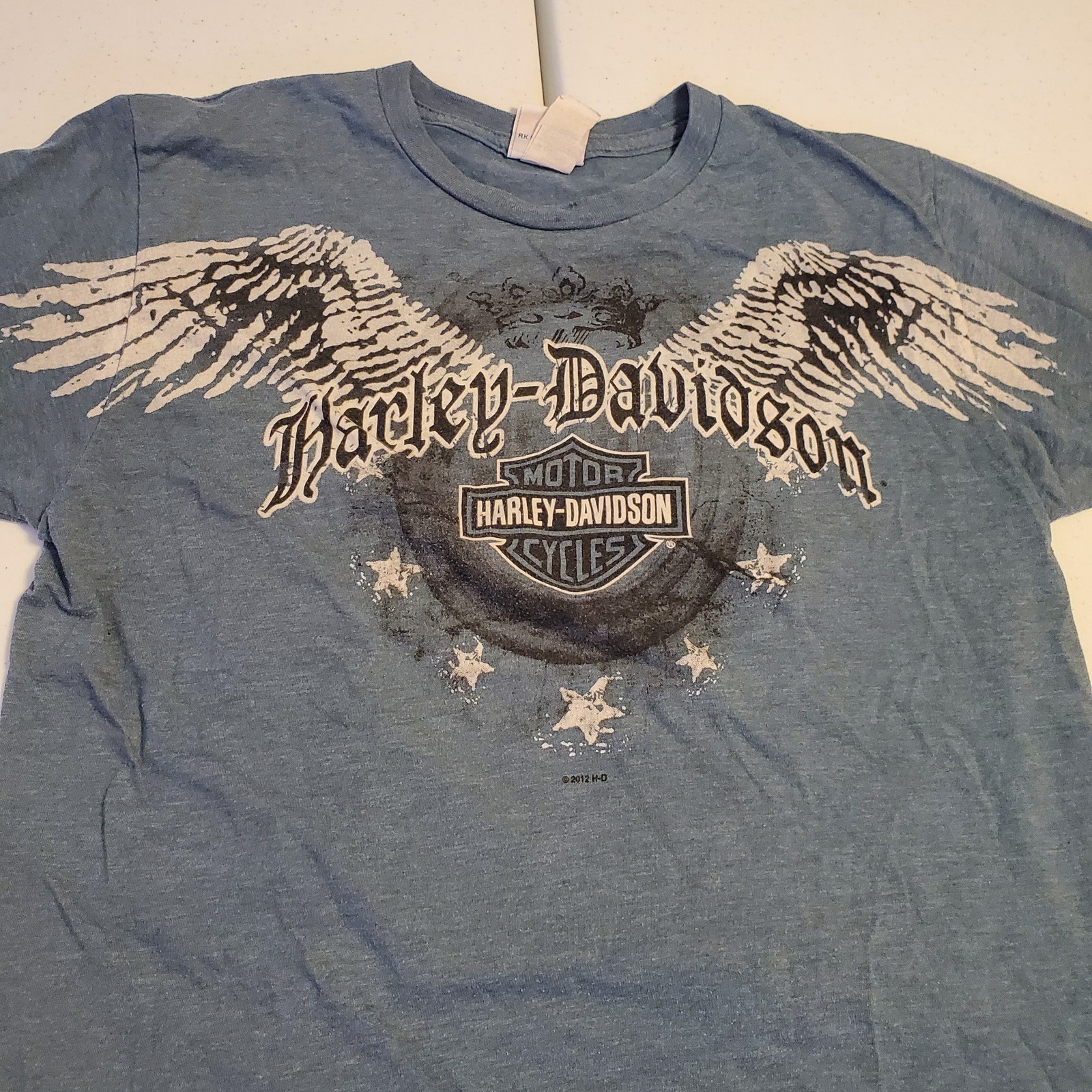 Harley-Davidson Hyderabad India Eagle Flame Wings T-Shirt Men’s Medium Blue Y2K