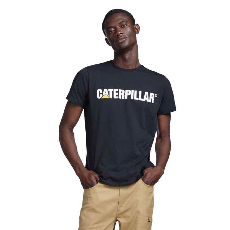 CATERPILLAR CAT Black Logo 100% Cotton Crew Neck T-Shirt NEW 2XL XXL