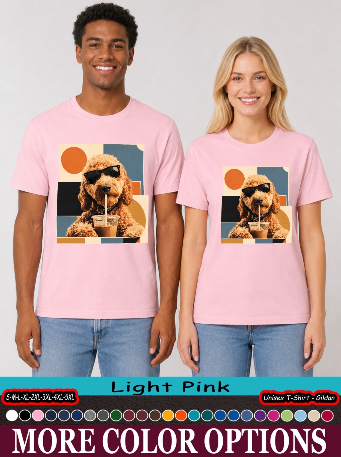 Goldendoodle Iced Coffee Shirt, Dog Sunglasses Pup Graphic Tee-tien