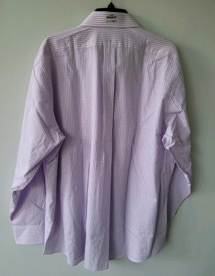 Chaps Men’s Purple Non-Iron Checkered Dress Shirts 17-17.5 34/35 XL NWT