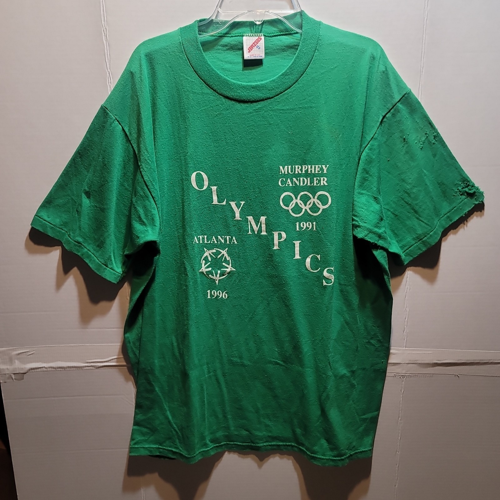 Vintage 1996 Atlanta Olympics Murphy Candler Distressed USA Single Stitch Shirt