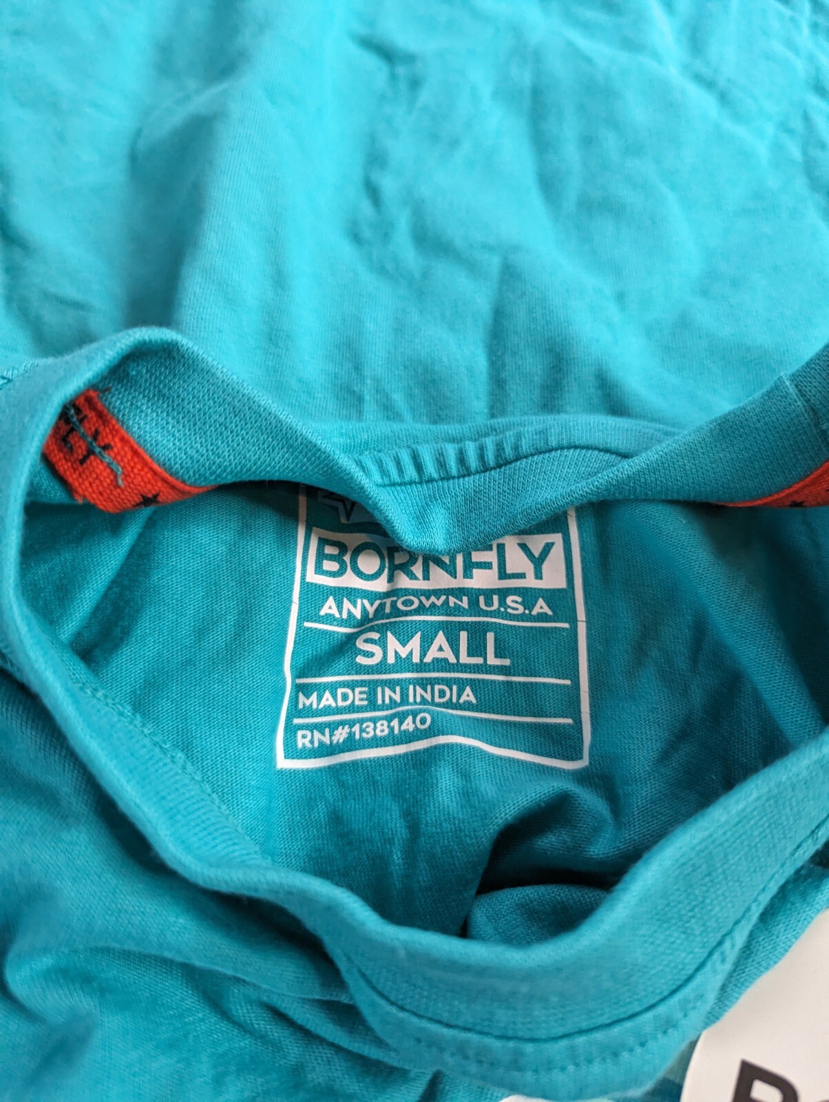 Born Fly T-shirt Mens Small Teal Anytown USA NWT