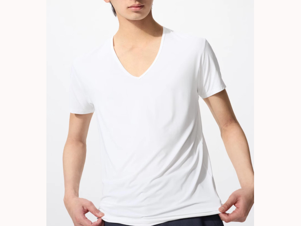 UNIQLO AIRism Men’s Deodorant Mesh V neck T shirt White/Black Select Size