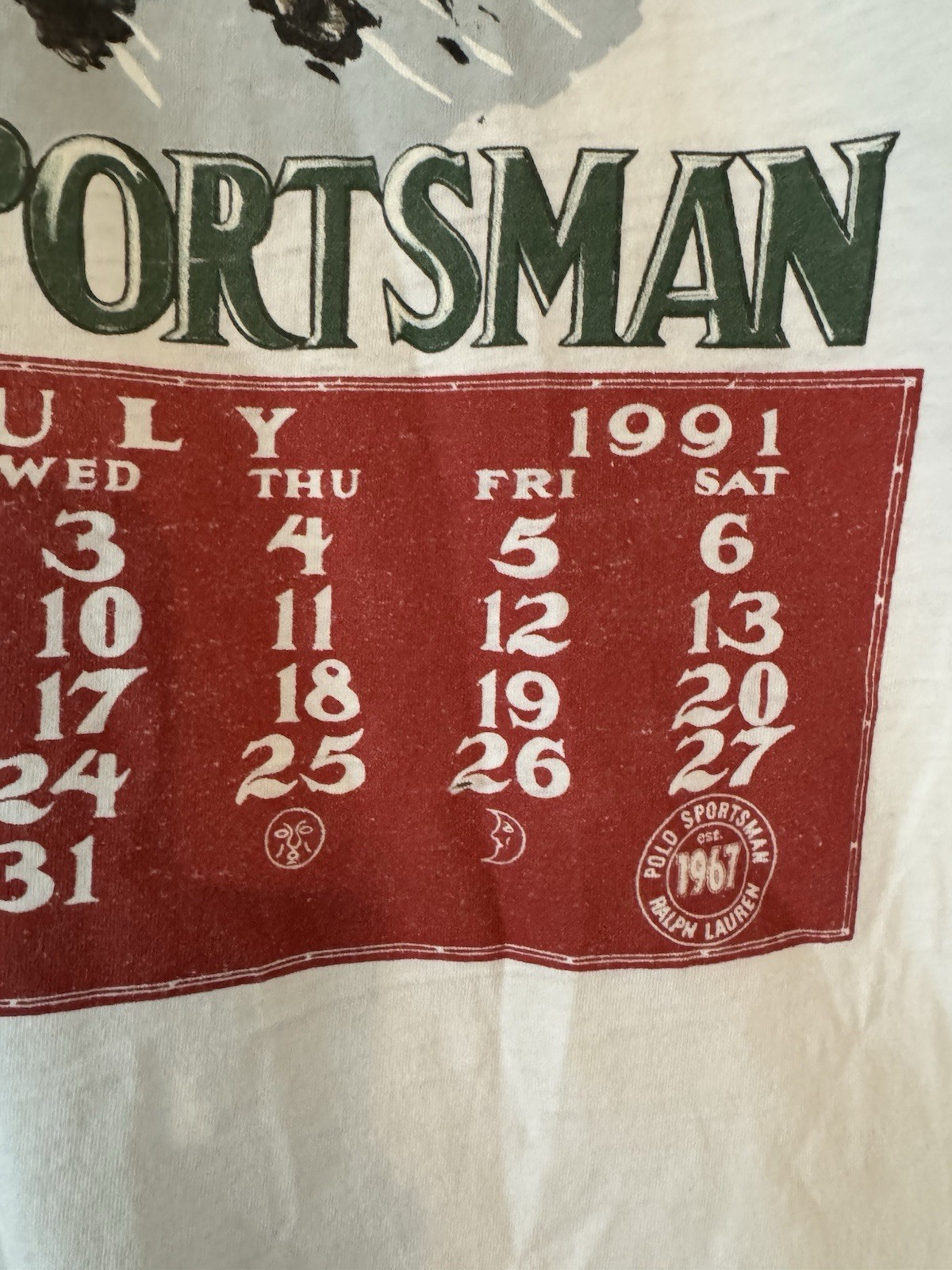 Vintage 1990s 1991 Ralph Lauren Polo Sportsman Calendar Tshirt Size Large Moose