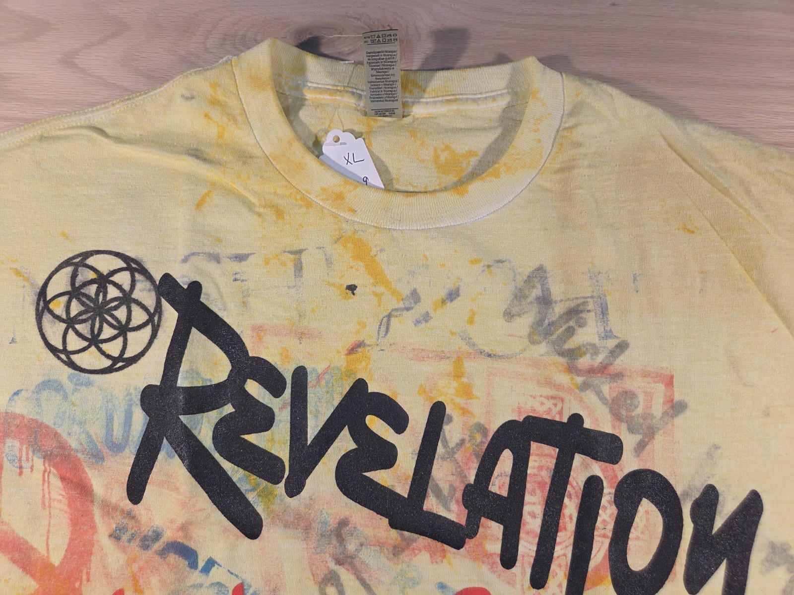 Gildan Christian Art Graphic Print T-Shirt Yellow XL Peace Symbol Jesus