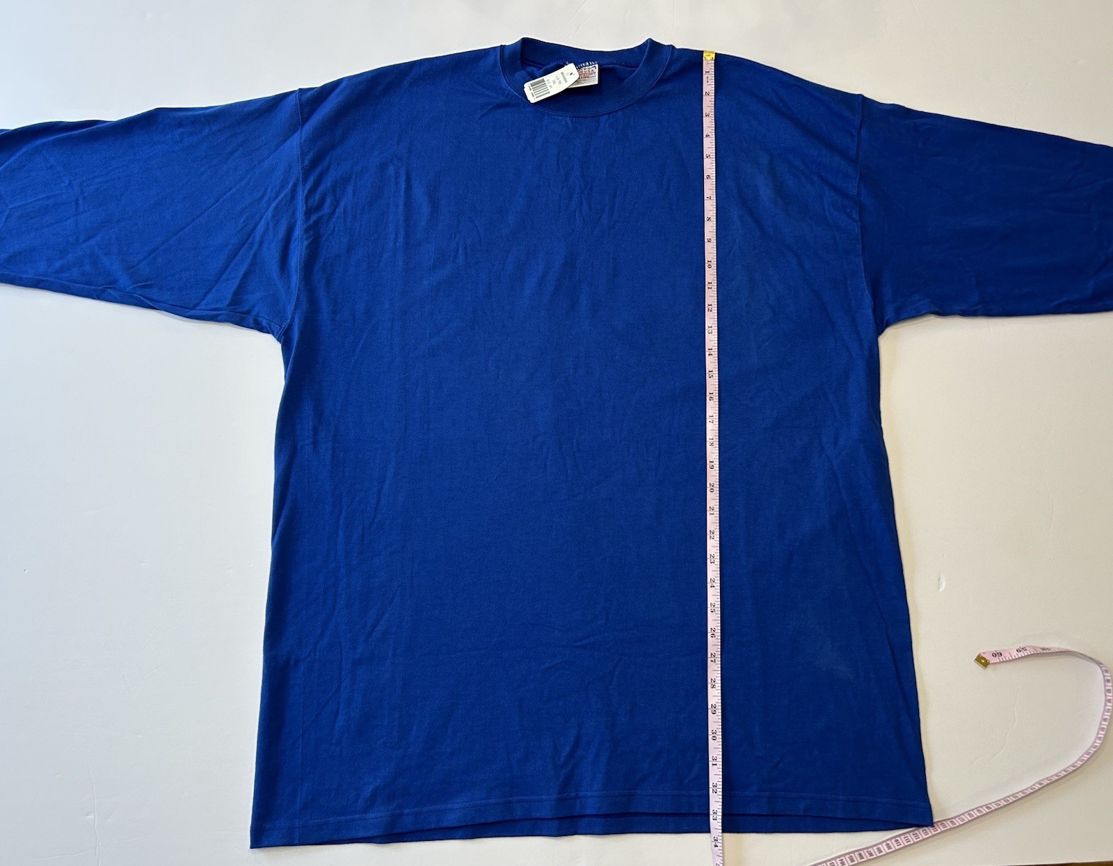 NOS Vintage 90s PLUMA Heavyweight 100% Cotton Blue Long Sleeve T Shirt XXL USA