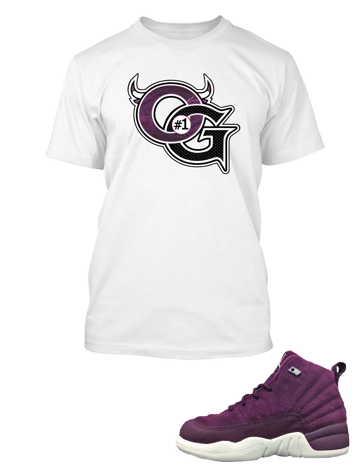 Sneaker OG Tee Shirt To Match J12 BORDEAUX Shoe Men’s Big Tall Small Sport T