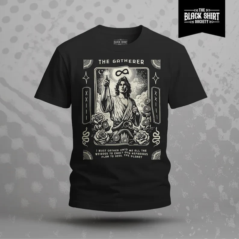 The Gatherer Tarot T-Shirt | Occult Art, Gothic Boho Graphic Tee