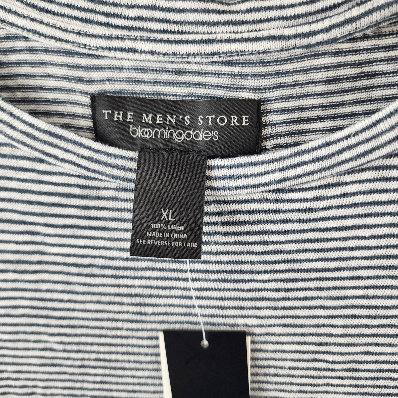 The Men’s Store at Bloomingdale’s Striped Linen Tee XL Dark Slate Pullover S/S
