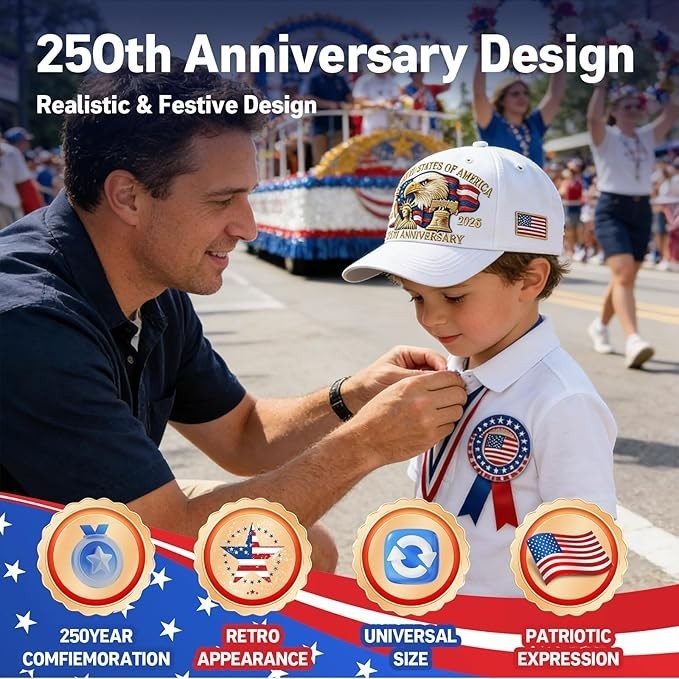 250th Anniversary USA Hat Adjustable United States 250th Anniversary Hat Ret…