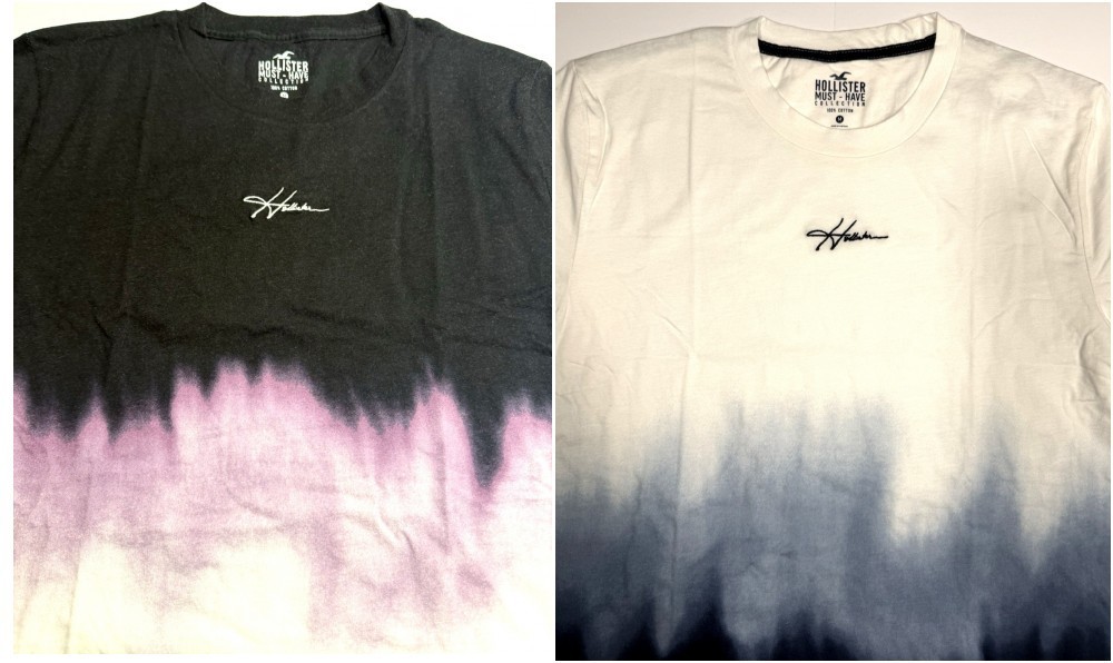 Hollister Men’s Tie-Dye Ombre T-Shirt Crew Neck Logo Tee Size XS S M L XL New!!