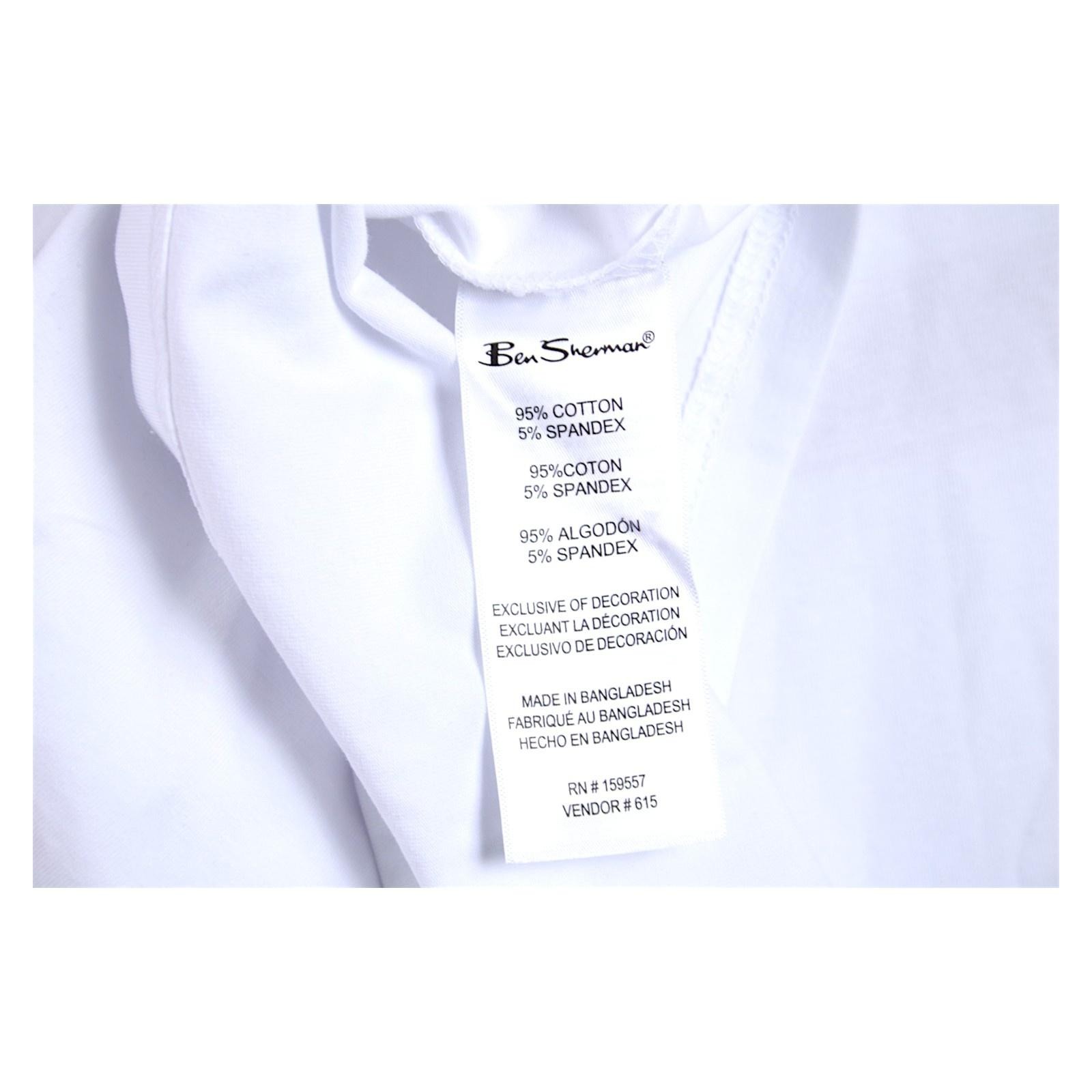 Ben Sherman Shirt Mens L White Stripe Crewneck Cotton Stretch Tee $69 NEW