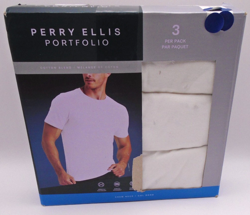 NEW MEN’S “PERRY ELLIS PORTFOLIO 3 PACK COTTON BLEND CREW NECK T SHIRTS” Choose!