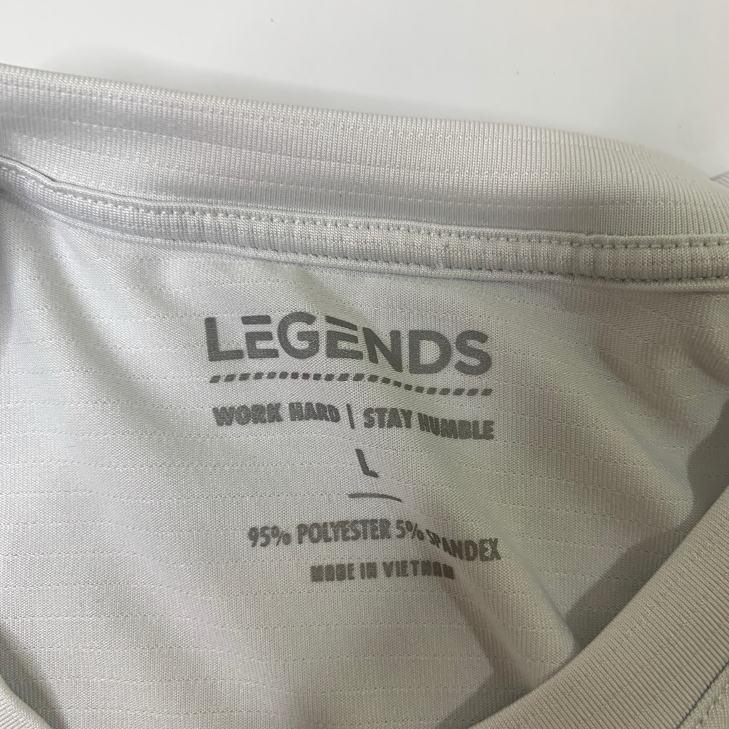 Legends Shirt Mens L Large Silver Enzo Crew Lightweight Curved Hem Gym Training