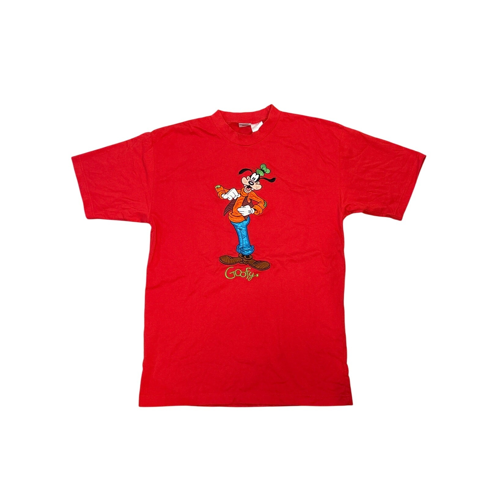 Goofy The Disney Story Embroidered patchwork red shirt Large casual top 20×29