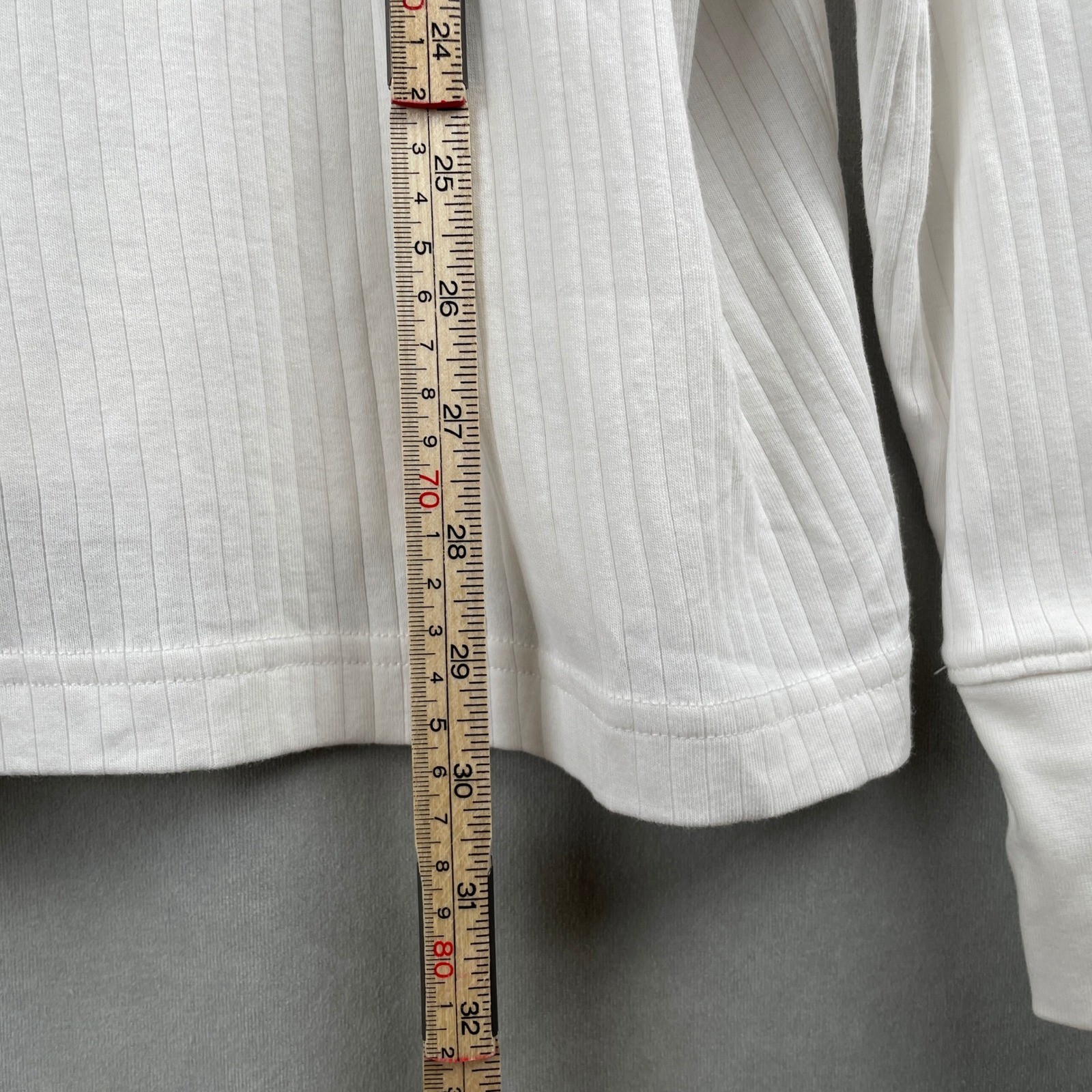 Lands End Mens White Ribbed Cotton L/S Henley Classic Basic Layer Soft Shirt L